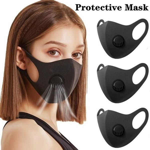 

with black pm2.5 anti valve dust mask breathing filters protective face mouth masks respirator washable reusab