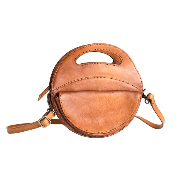 

woonam genuine natural calf leather bag women fashion creative small round satchel shoulder cross-body handbag wb524