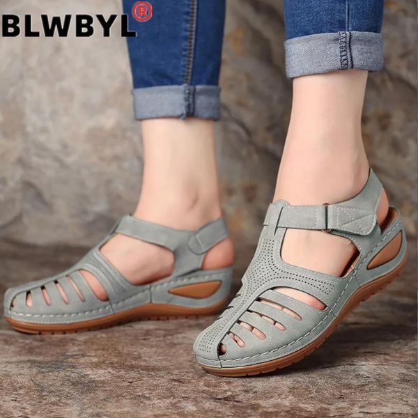 

woman 2020 summer leather vintage sandals buckle casual sewing women retro sandalias female ladies platform shoes 36-46, Black