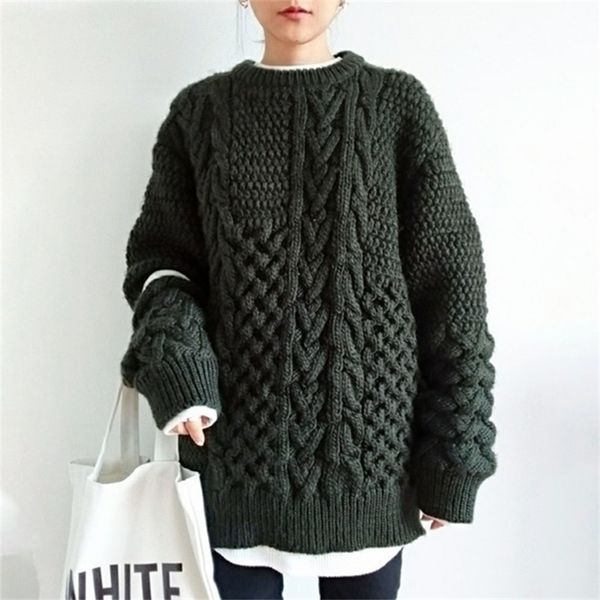 

elegant winter women's twist casual pullover knitted sweater female tricot jersey jumper korean oversized knitwear 201225, White;black