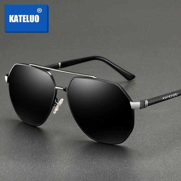 

kateluo 2020 classic mens military quality sunglasses polarized uv400 sun men pilot glasses for driving 6603, White;black