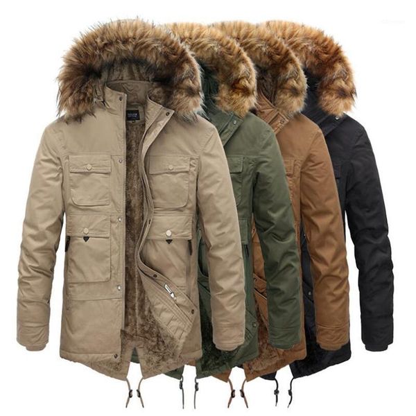 

men's down & parkas winter men windbreak plus velvet thick warm jackets casual fleece hooded zipper coats male hoodied fashion1, Black