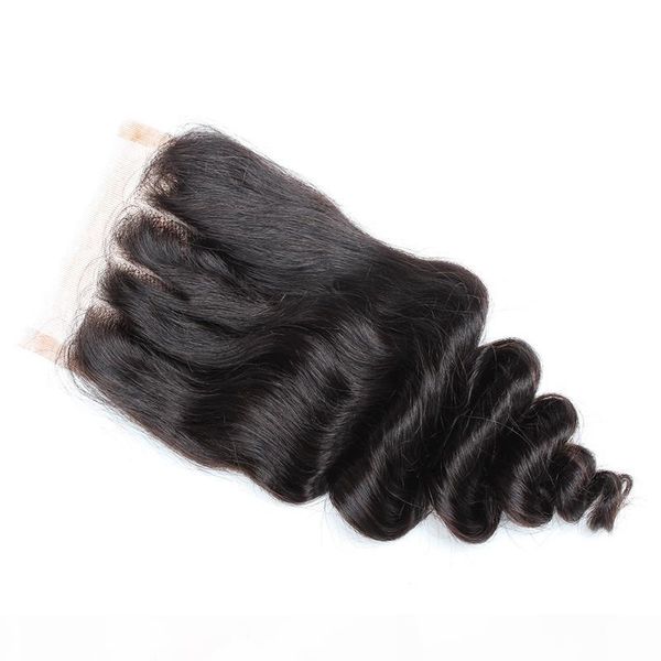 

белла волос 4 * 4 free midde 3 часть сыпучие wave top hd кружева закрытие природный hairline малазийский перуанский бразильский человеческих, Black;brown