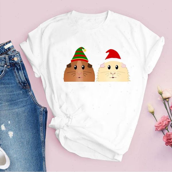 

tees for women print cartoon animal lovely trend 90s merry christmas clothes lady clothing female t shirt graphic t shirt, White