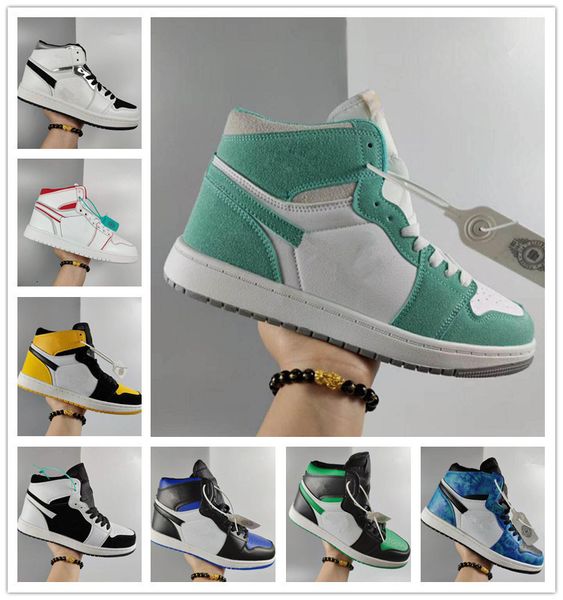 

1 1s мода мужчины женщины классический баскетбол обувь og high top leather скейтборд спортивная обувь для мужчин, женщин случайные плоские т