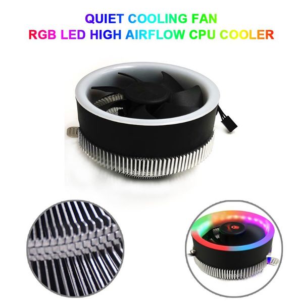 

lapcooling pads computer case fan 100mm 3pin 12v quiet rgb led high airflow cpu cooler for intel 775/1155/1150/1151
