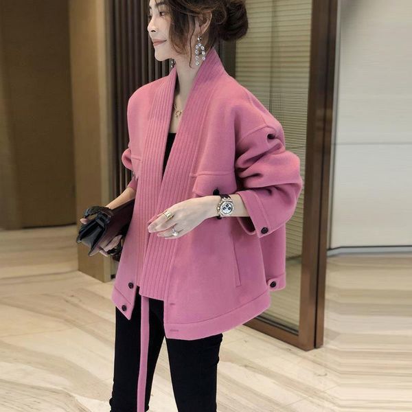 

women's wool & blends women woolen jacket design short coat, Black