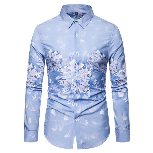 

autumn new men's self-cultivation large size long-sleeved thin shirt european code digital printing men's casual shirt1, White;black