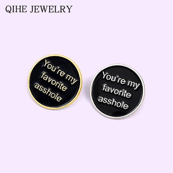 

you're my favorite enamel pin black round funny brooches for boyfriend man bag clothes lapel pin jewelry badge valentine gift1, Gray