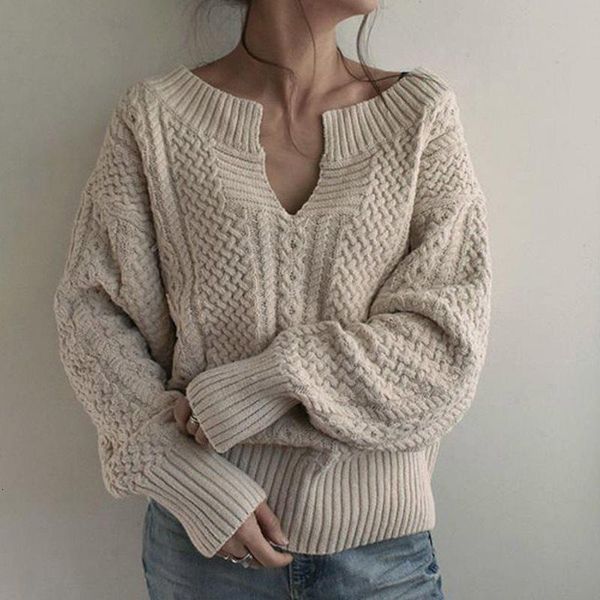 

women winter knitted sweater female autumn v neck casual loose solid color pullovers knitwear ol jumper pull femme, White;black