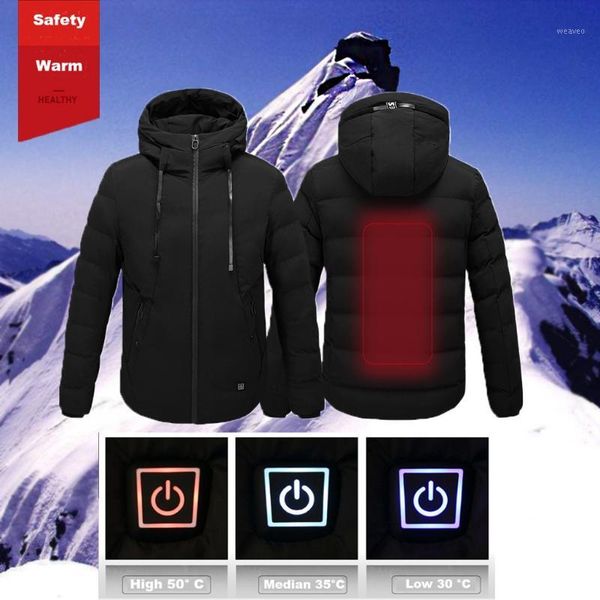 

tide tide winter coat men fashion solid black smart usb electric heating warm down zipper coat windproof father's gift parka1