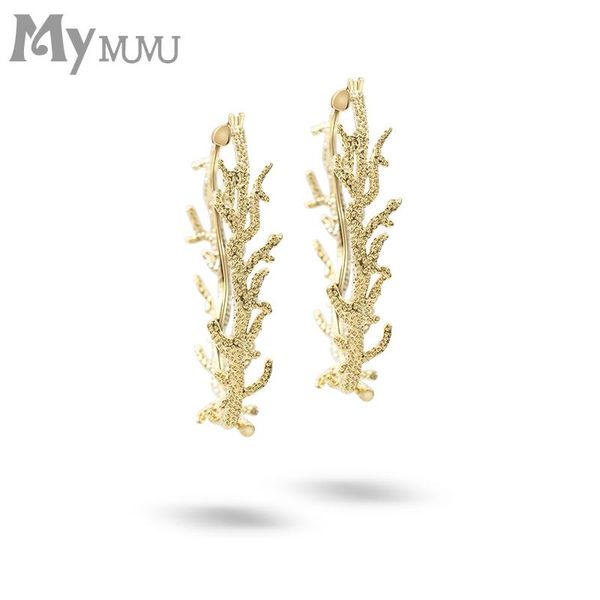 

hoop & huggie mumu fashion exaggerated ear ring simple coral garland earrings 2021 personality minority accessories z872, Golden;silver