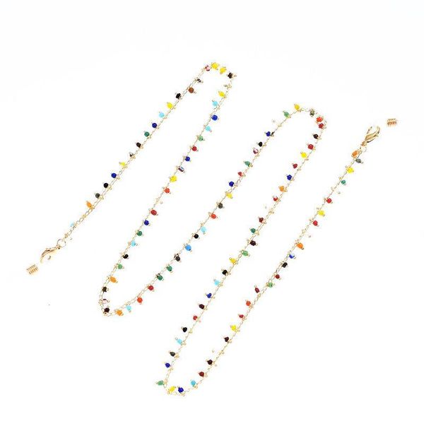 

multi color crystal beads gold color link sunglasses chain necklace reading glasses cord holder neck strap rope for eyewear h jllcyk