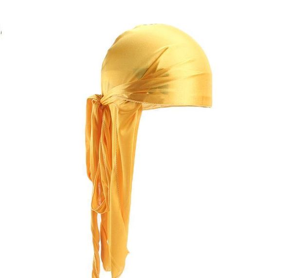 

100pcs new fashion men's satin durags bandana turban wigs men silky durag headwear headband pirate hat hair a jllbon jjxh, Yellow