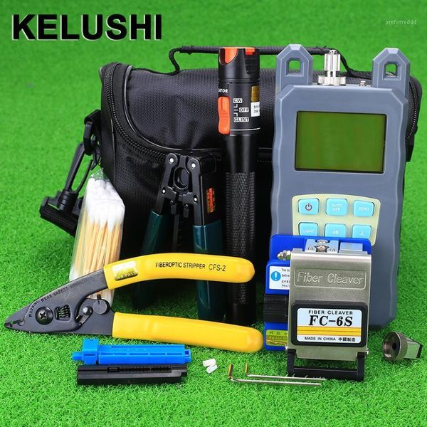 

fiber optic equipment kelushi ftth tools kit optical cleaver visual fault locator 10mw vfl power meter fibre stripper1