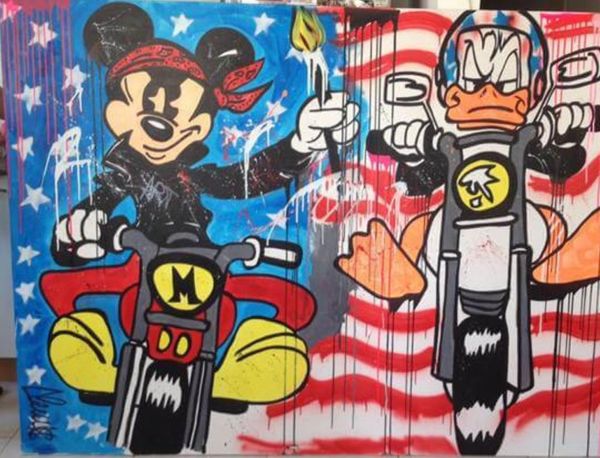 

clem$ cartoon bikers home decor handpainted &hd print oil painting on canvas wall art canvas pictures 201230