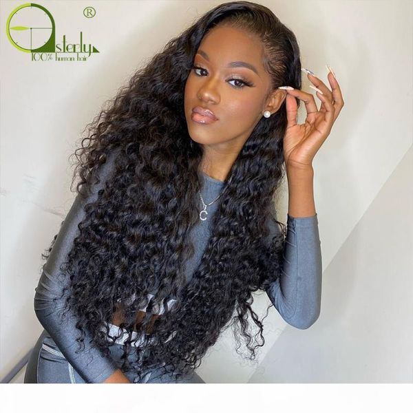 

sterly 28 30 40 mongolian kinky curly wigs for women lace frontal curly lace closure wig remy front human hair wigs, Black;brown