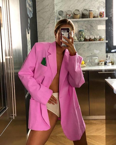 

monmoira 2021 autumn casual solid women blazer french loose suit jackets ladies chic streetwear suit cwj0103-5, White;black