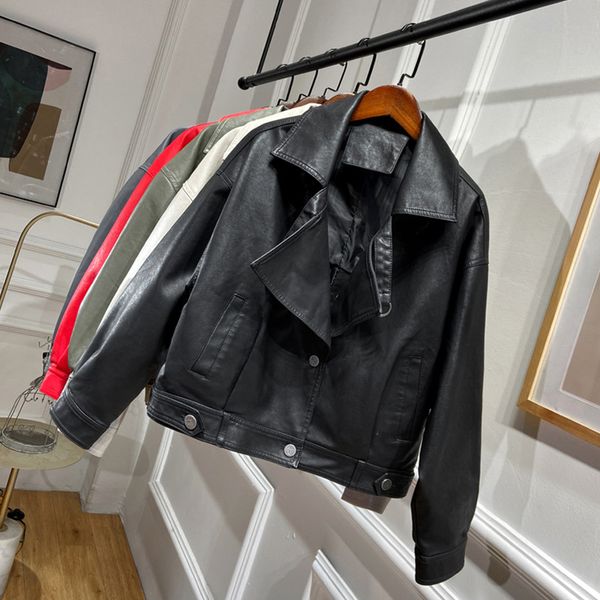 

2021 new autumn for women in the false leather jacket of uv8p, Black