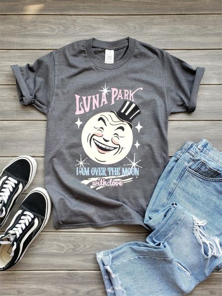 

theme park t vintage park luna park retro moon party vacation stars with love dtg women gift for her sport hooded sweatshirt hoodie t shirt
