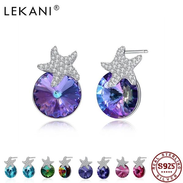 

stud lekani 925 sterling silver shinning stars earrings for women austria multicolor crystal classic party fine jewelry 2021 on sale, Golden;silver