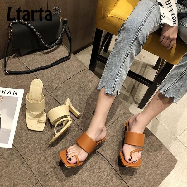 

dress shoes ltarta 2021 summer fine-heeled square-head hollow sandals fashion casual outer wear high-heeled women cwf1, Black