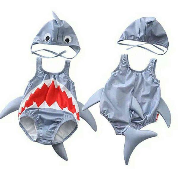 

fashion children gray bikini+swimming cap 2019 summer toddler kid baby girl boy 3d cartoon shark swimsuit one-piece swimwear g1221, Blue