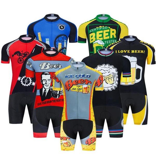 

new mens cycling jerseys set skinsuit cycling clothing mountain bike mtb breathable sweat-absorbing quick-drying i love beer, Black;blue