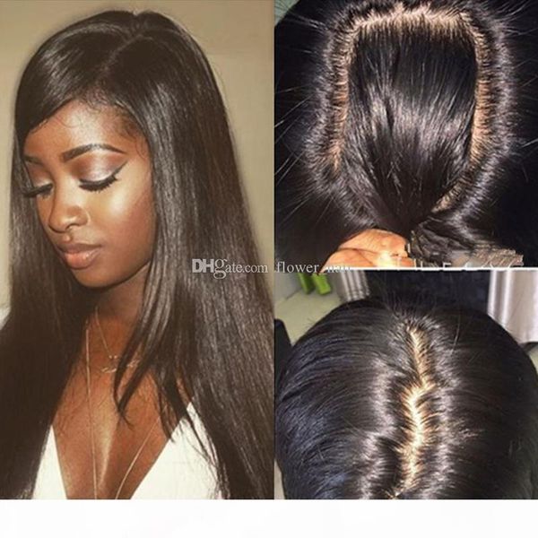 

glueless silk full lace wigs with baby hair brazilian lace front human hair wigs for black women silk base lace wigs, Black;brown