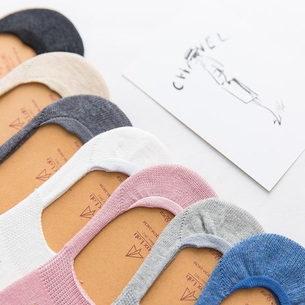 

boat socks women's cotton shallow socks college korean spring and summer thin socks solid color anti-skid five-pointed s bbykcx, Black