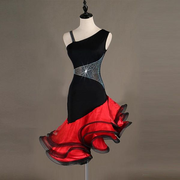 

samba latin dance dress women latino dress competition lq114, Black;red