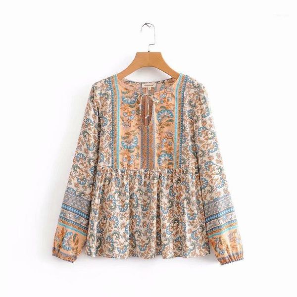 

printed long sleeve loose shirt1, White