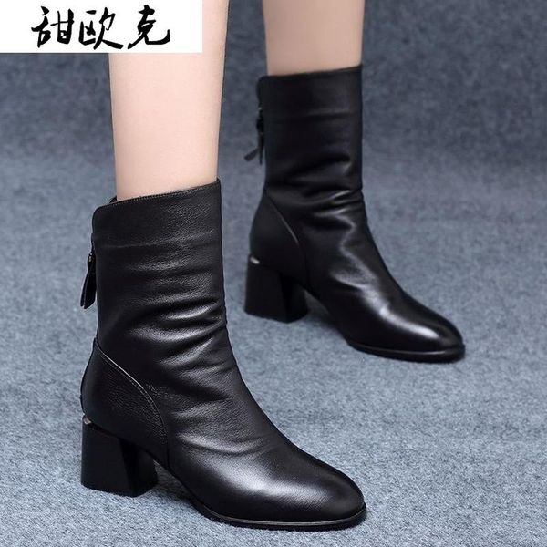 

boots woman pu leather ankle chunky heel ladies zipper comfortable black short boot women casual shoes autumn winter fashion