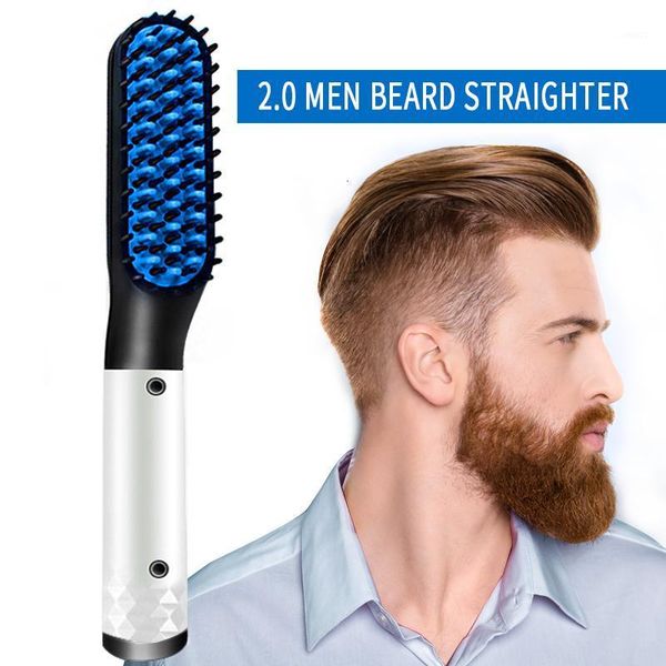 

2.0 multifunctional hair comb brush beard straightener hair straighten straightening comb curler quick styler men1