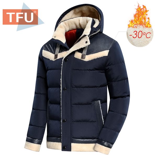 TFU Männer Winter Herbst Neue Dicke Warme Fleece Mit Kapuze Parkas Jacke Mantel Männer Outwear Stil Casual Wasserdichte Parka Jacken Männer 201104