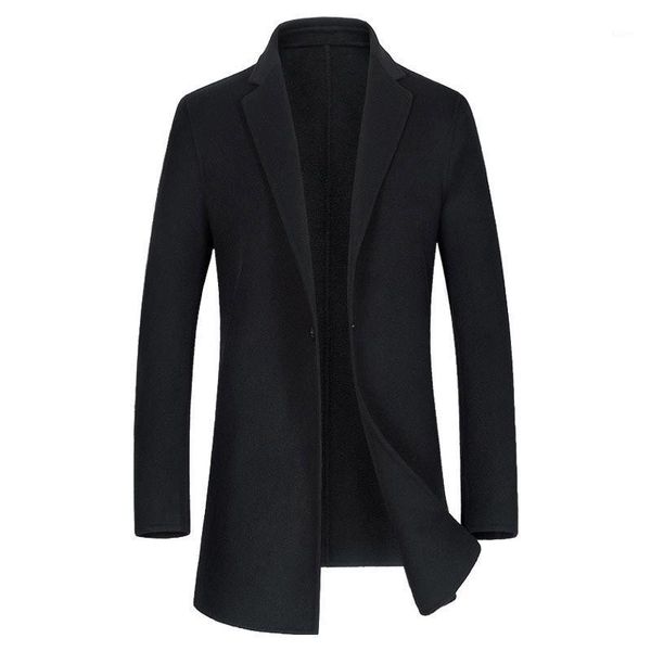 

hand made double face wool coat men fashion business slim woolen overcoat male trench 2018 new autumn winter1, Black