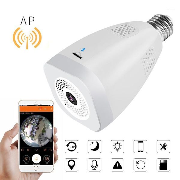 

mini cameras 1080p 360 Â° panoramic wifi ip camera hd led lamp home wireless audio video cctv security camera1
