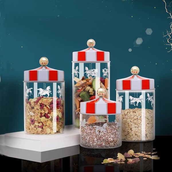 

storage bottles & jars 1330/980/630ml carousel sealed can moisture-proof transparent glass candy box cookie coffee seal tank tanks