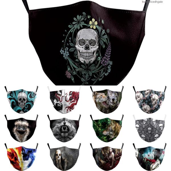

factoryvdosface cartoon lion skull animal masks mouth print reusable washable fabric mask prote 4f2x