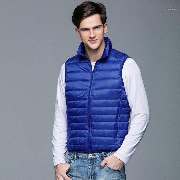 

men winter casual ultralight warm duck down vest erkek yelek 11 colors man slim fit sleeveless jacket plus size chaleco hombre1, Black;white