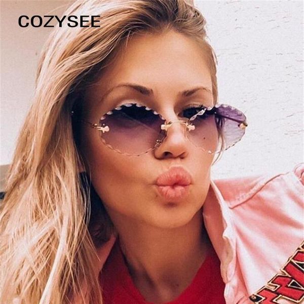

sunglasses rimless square sunglassses women designers luxury metal crystal sun glasses female red gradient shades, White;black