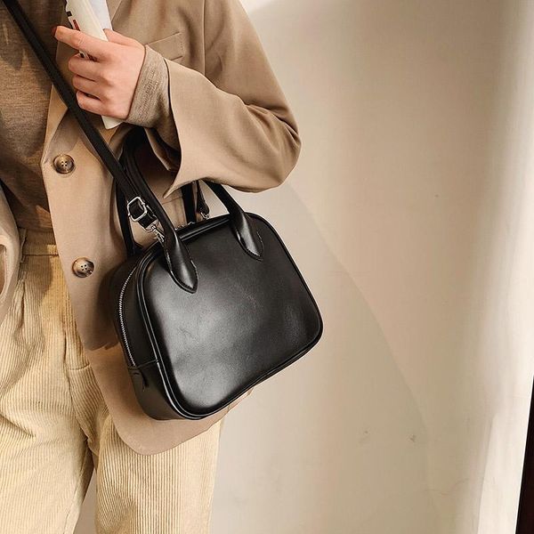 

retro solid color handbag 2021 pu leather korean fashion shell bag ladies shoulder bag casual daily work women crossbody