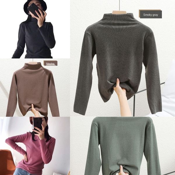 

cationic bottoming shirt new autumn winter 2020 solid color warm with half high collar and plush warm oat gfkjs, White;black