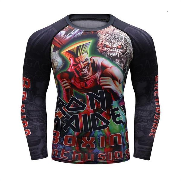 

zombie new men's compression tight skin ufc t shirt mma bjj long sleeves 3d prints rash guard fitness base layer male wear, White;black
