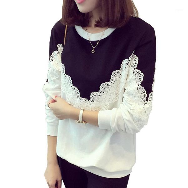 

wholesale- hoody women spring autumn thin style loose lace sweatshirt pullover fashion casual hoodie moleton coat plus size 5xl black1, Black