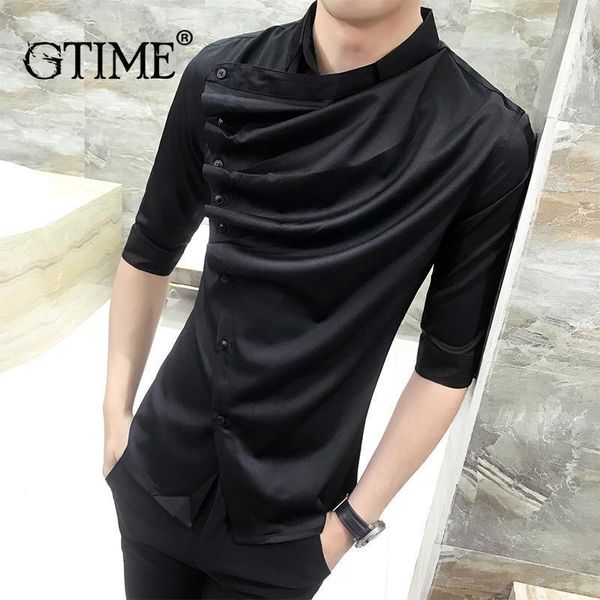 

gtime dropshipping summer gothic shirt ruffle designer collar shirt black white men fashion prom party club even shirts zs351, White;black