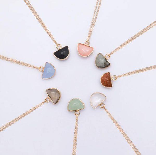 

natural stone pendant necklace green quartz crystal necklace, Silver