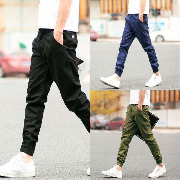 

fn3db summer new korean tight tight leggingsstyle cropped slim leggings ankle-length pants men's casual leggings men's 9-quarter p, Blue