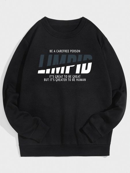 

men slogan graphic thermal pullover h4ck#, Black