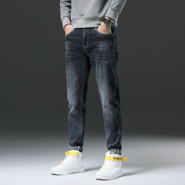 

autumn and winter new korean small straight jeans men's pants 326, Blue